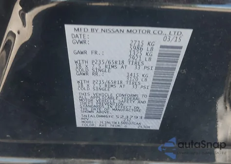 2015 Infiniti Qx60 из США, поврежденный, VIN 5N1AL0MM6FC523793